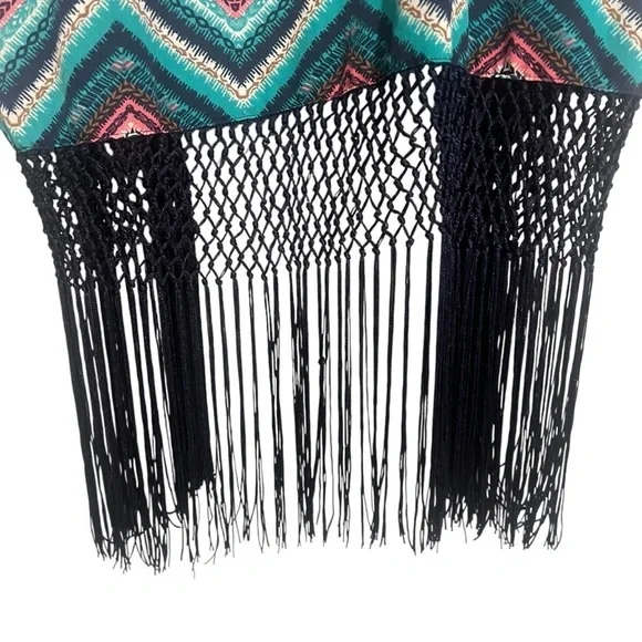 WRANGLER Fringe Kimono shawl western cowgirl Medium rodeo boho - Picture 6 of 10